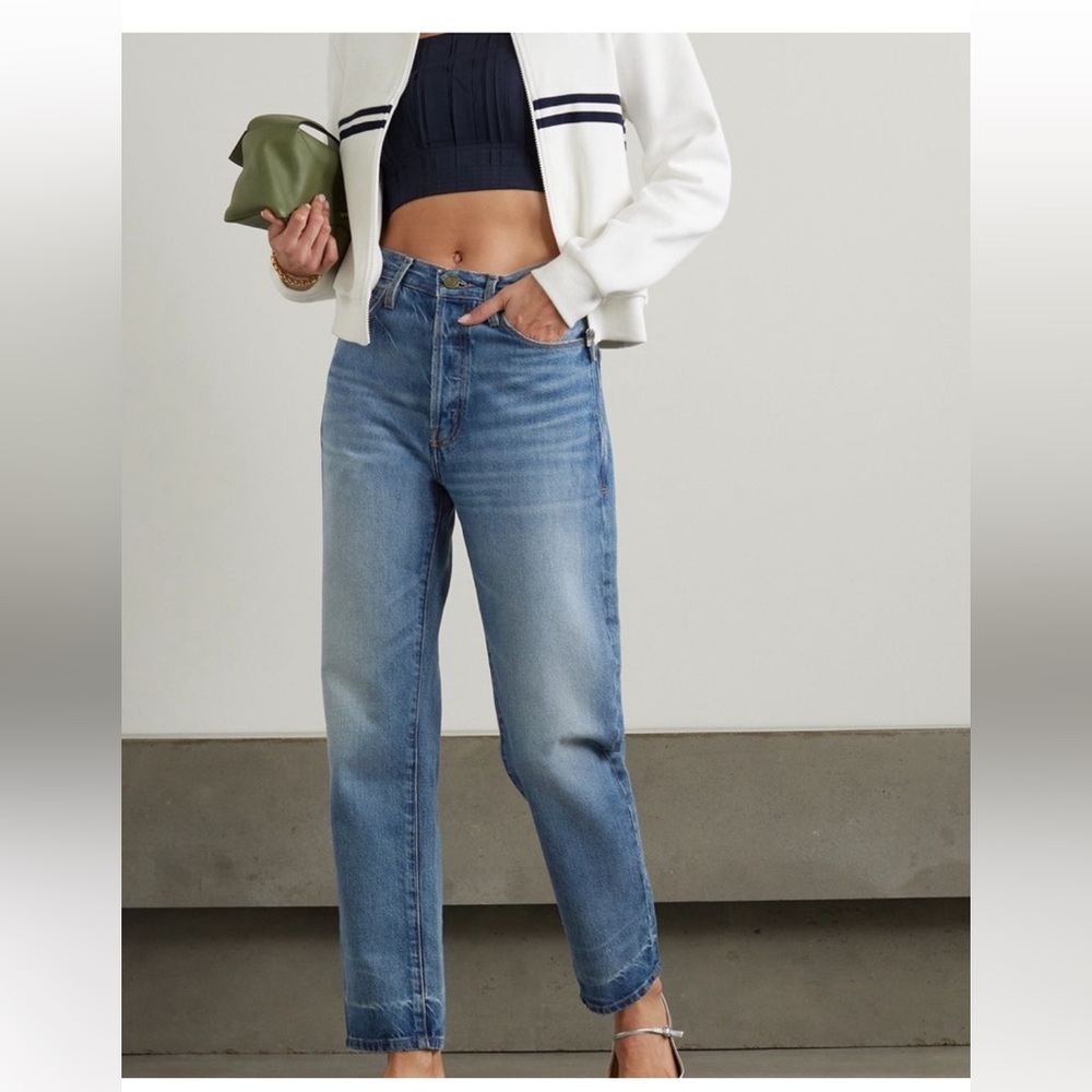 FRAME DENIM LE MAC JEAN LIGHT WASH HIGH RISE STRAIGHT LEG BUTTON FLY JEANS 25NWT - Picture 4 of 16